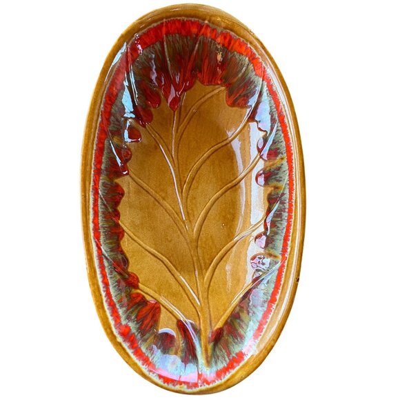 VTG California Pottery Rich Color Woodgrain Large Centerpiece R-133 18 x 10 x 3" - Picture 9 of 16